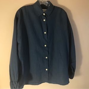 Kotn blue linen and cotton button down shirt